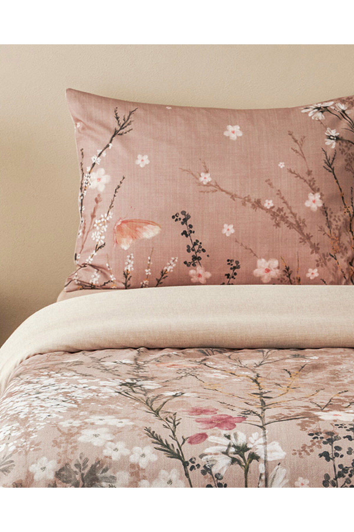 English Home Sweet Spring Dijital Baskılı Soft Cotton Çift Kişilik Çarşaflı Nevresim Takımı 200x220 cm Gül Kurusu fotoğrafı 2 (önizleme)