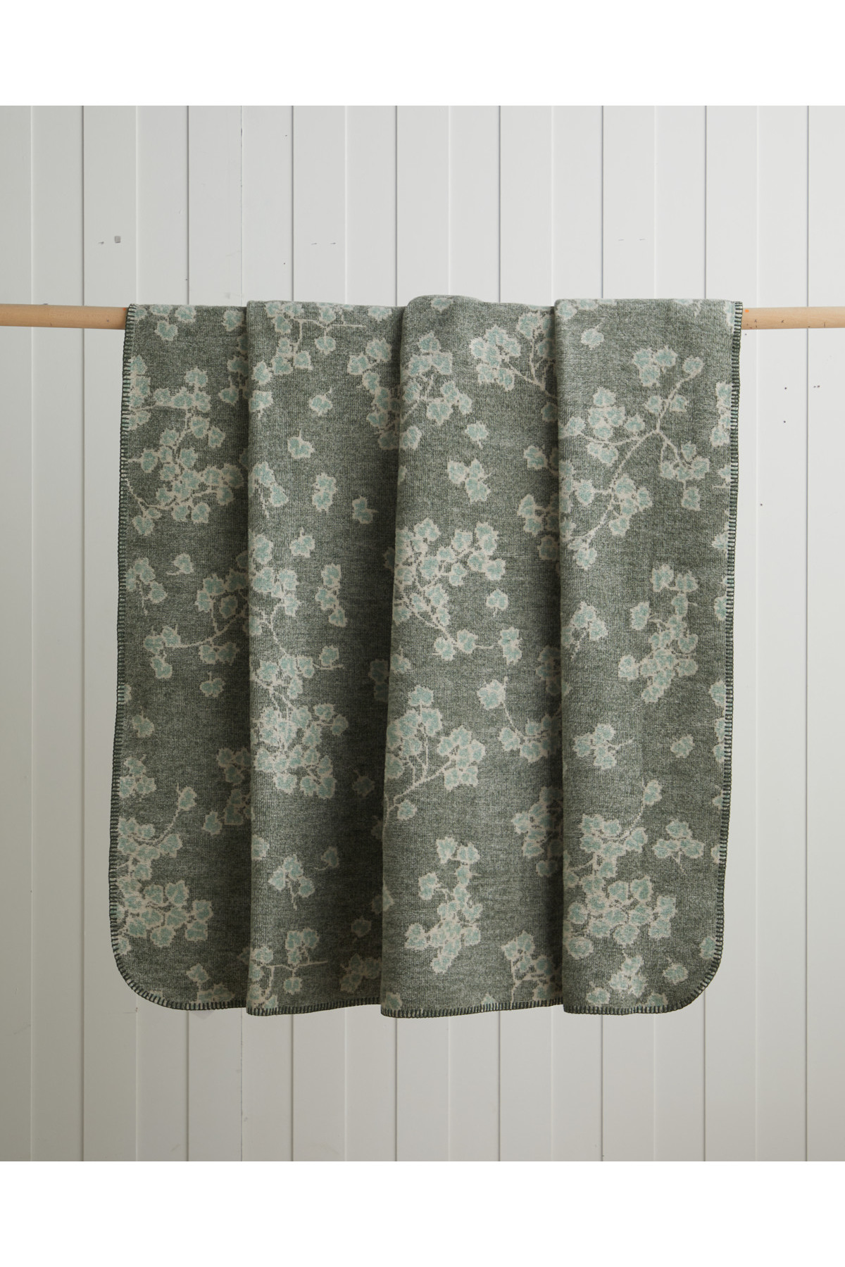 Retro Leaf Pamuklu Çift Kişilik Battaniye 200x220 cm Haki