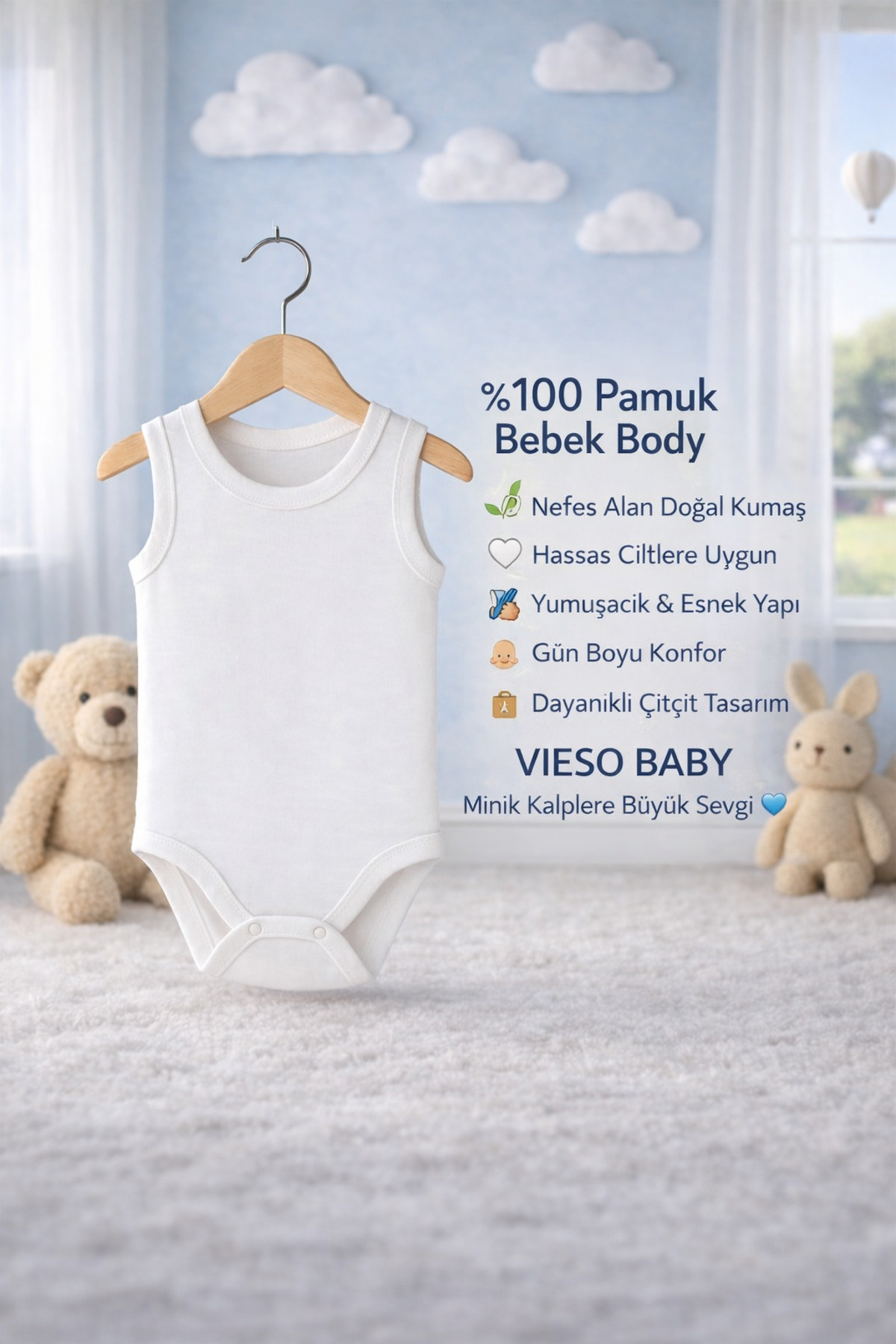 vieso 5'li %100 Organik Pamuk Bebek Çıtcıtlı Body Zıbın Atlet fotoğrafı 2 (önizleme)