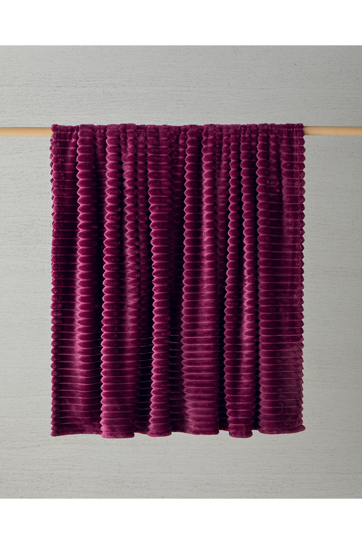 Modern Line Çizgili Super Soft Çift Kişilik Battaniye 200x220 cm Mürdüm