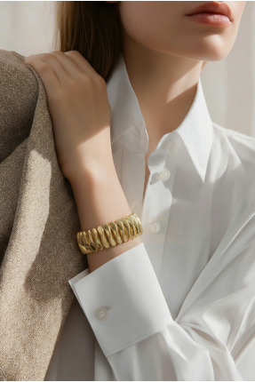 shesra Lastikli 14-K Çelik Bileklik