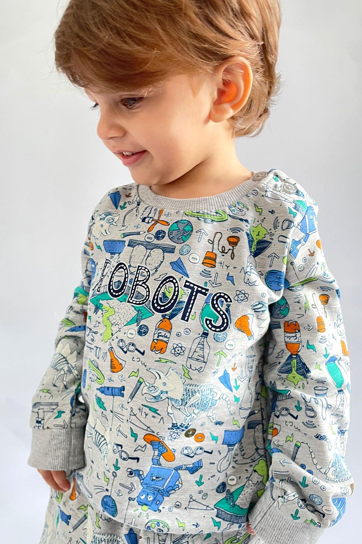 Breeze Erkek Bebek Eşofman Takımı Baskılı Desenli 6 Ay-2 Yaş, Bej fotoğrafı 3 (önizleme)