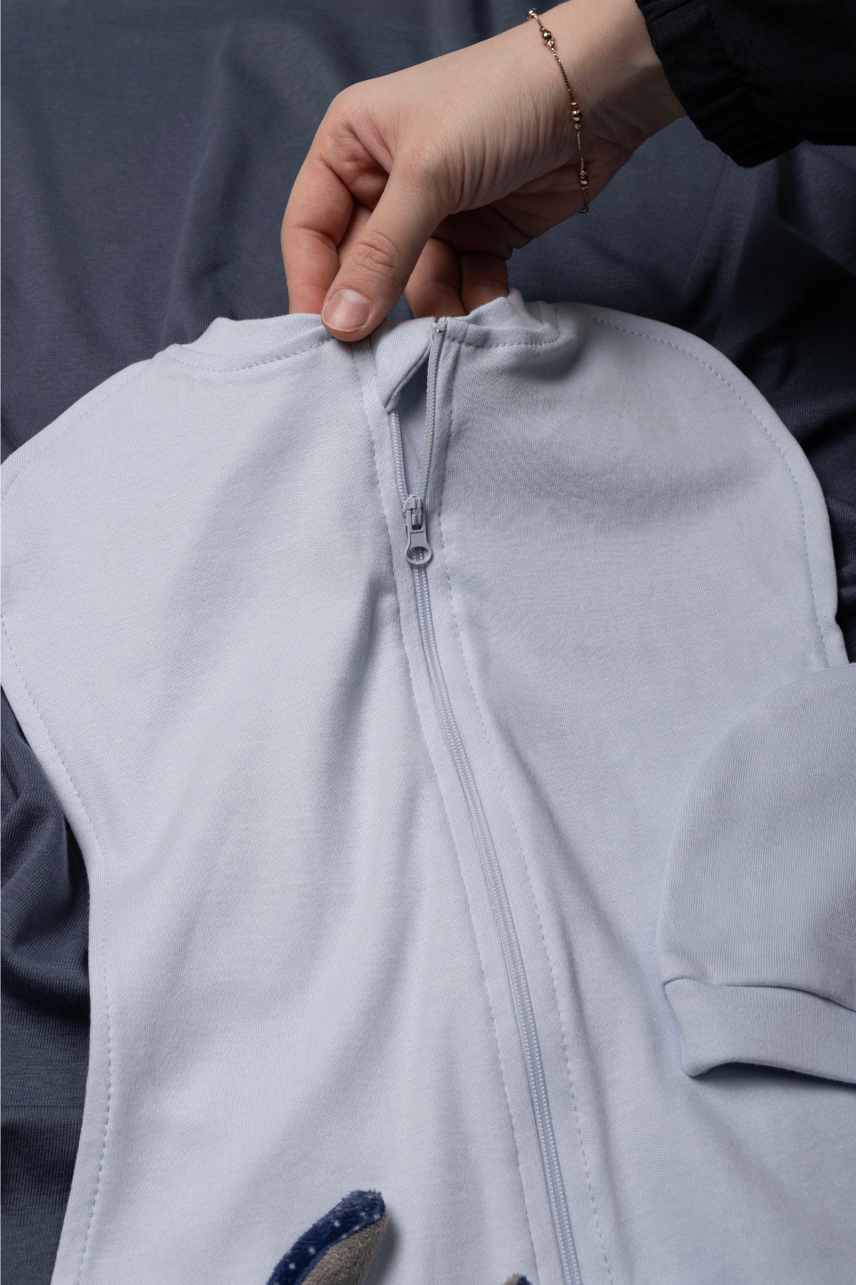 Vauva Bebek İçin %100 Pamuklu Çif Taraflı Fermuarlı Kundak Yumuşak Penye Kumaş Nefes Alabilen Kumaş fotoğrafı 3 (önizleme)