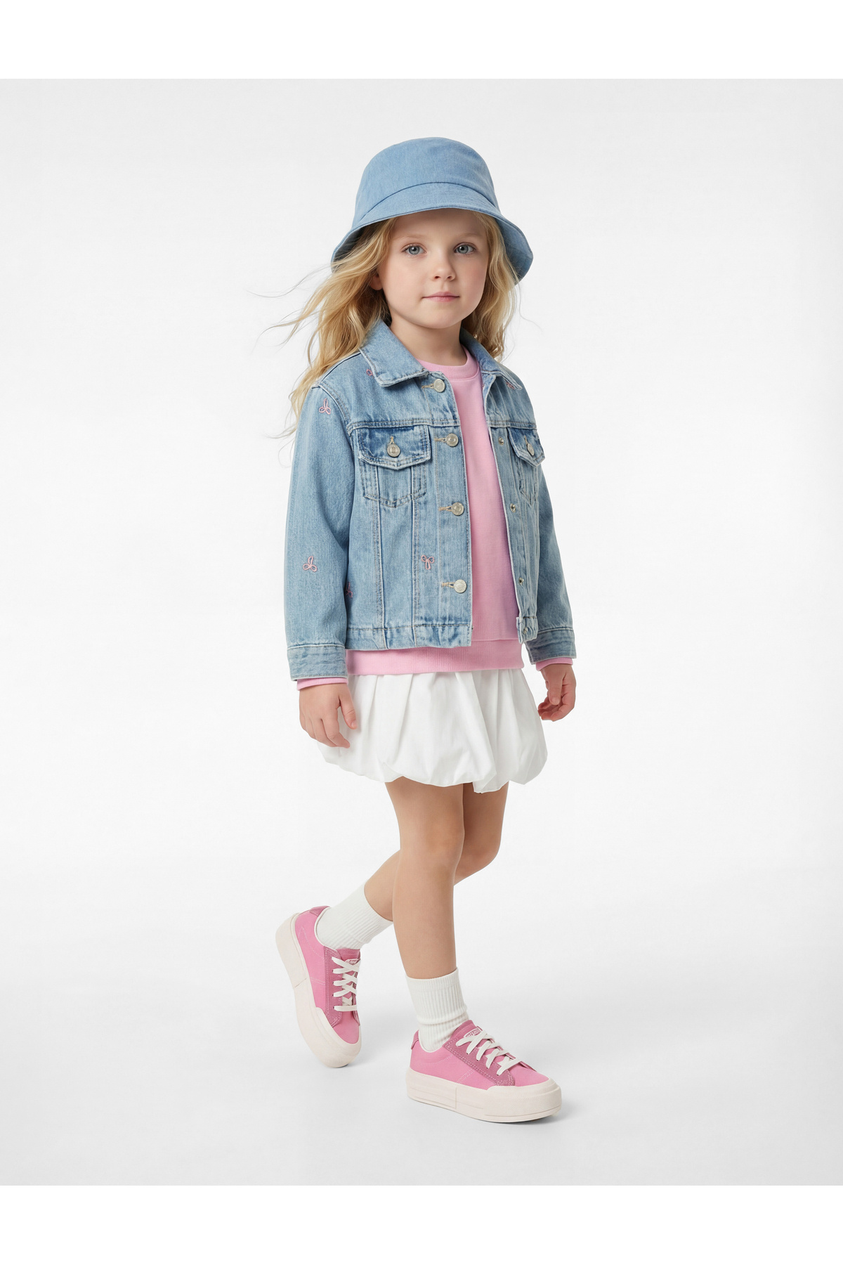 Koton Pamuklu Uzun Kollu Fiyonk İşlemeli Cepli Denim Ceket fotoğrafı 3 (önizleme)