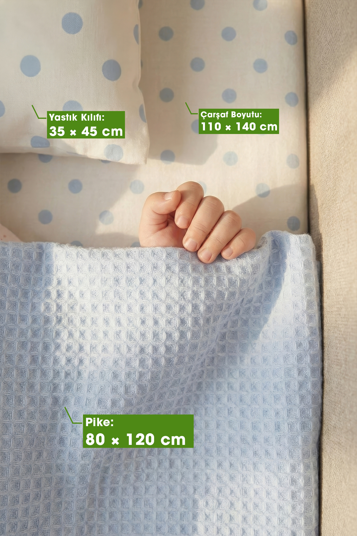 Yada Baby %100 Pamuk Poplin Waffle Bebek Pike Takımı (80 X 120 CM) (OEKO-TEX SERTİFİKALI) fotoğrafı 2 (önizleme)