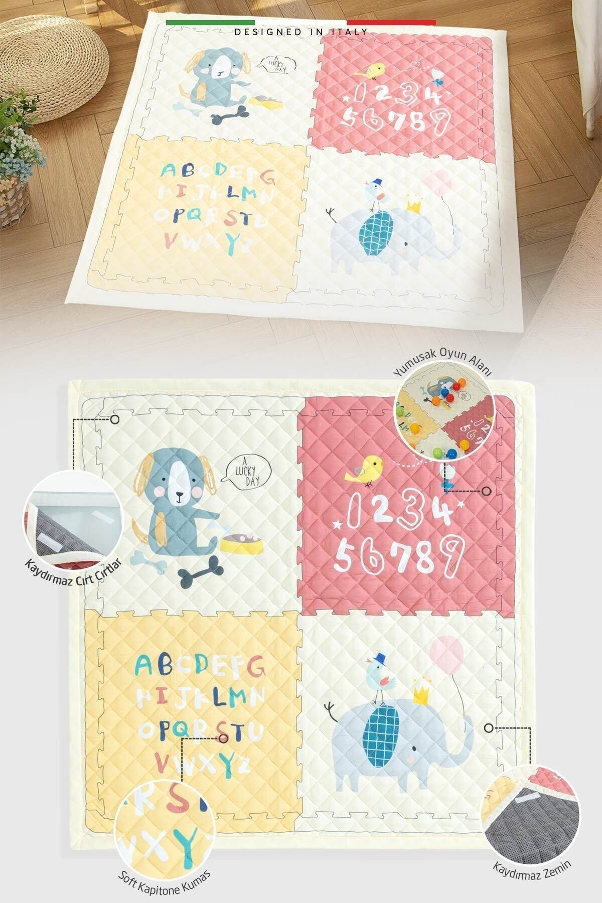 Elele Parma 2in1 Oyun Parkı Oyun Alanı ve Oyun Matı Halısı 125x125 cm Koyu Gri fotoğrafı 4 (önizleme)