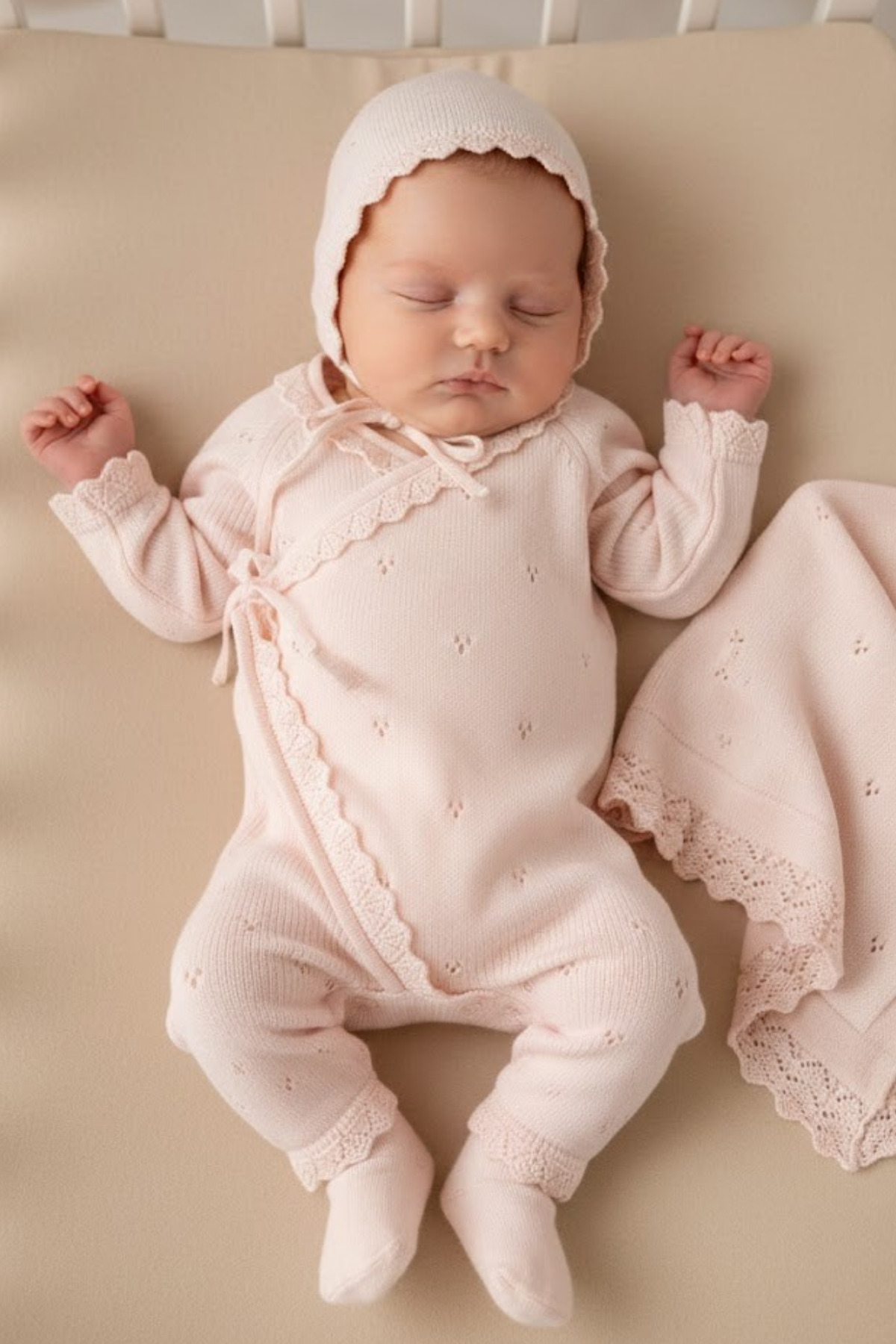 GRACE 5-Piece Baby Girl Hospital Exit Set – Premium Cotton Knit Newborn Set-Gift Ready