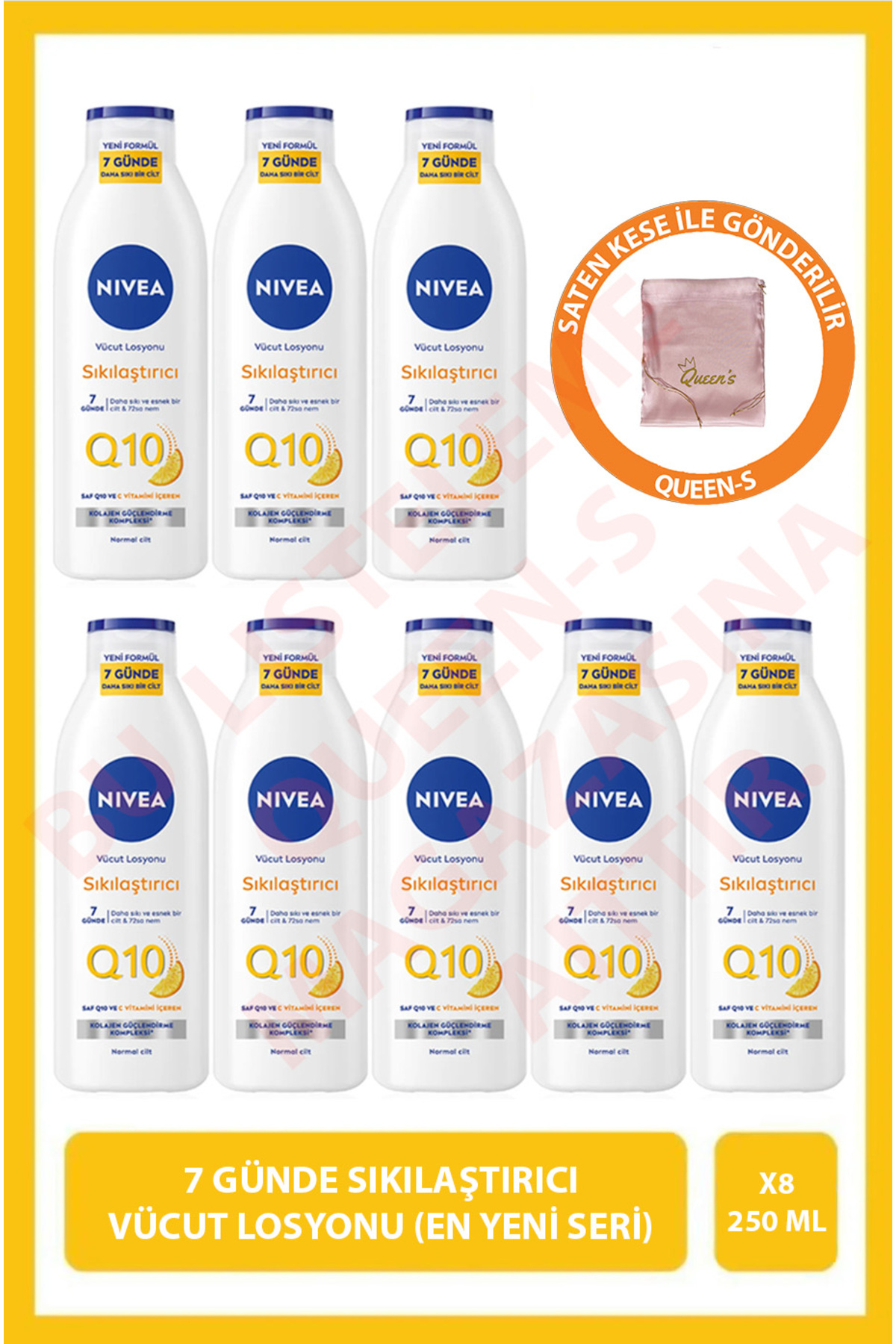 NIVEA Q10 7 Günde Sıkılaştırıcı Vücut Losyonu 250ml,C Vitamini, Nemlendirici, Esnek Ve Elastik Cilt X8Adet — q10x8
