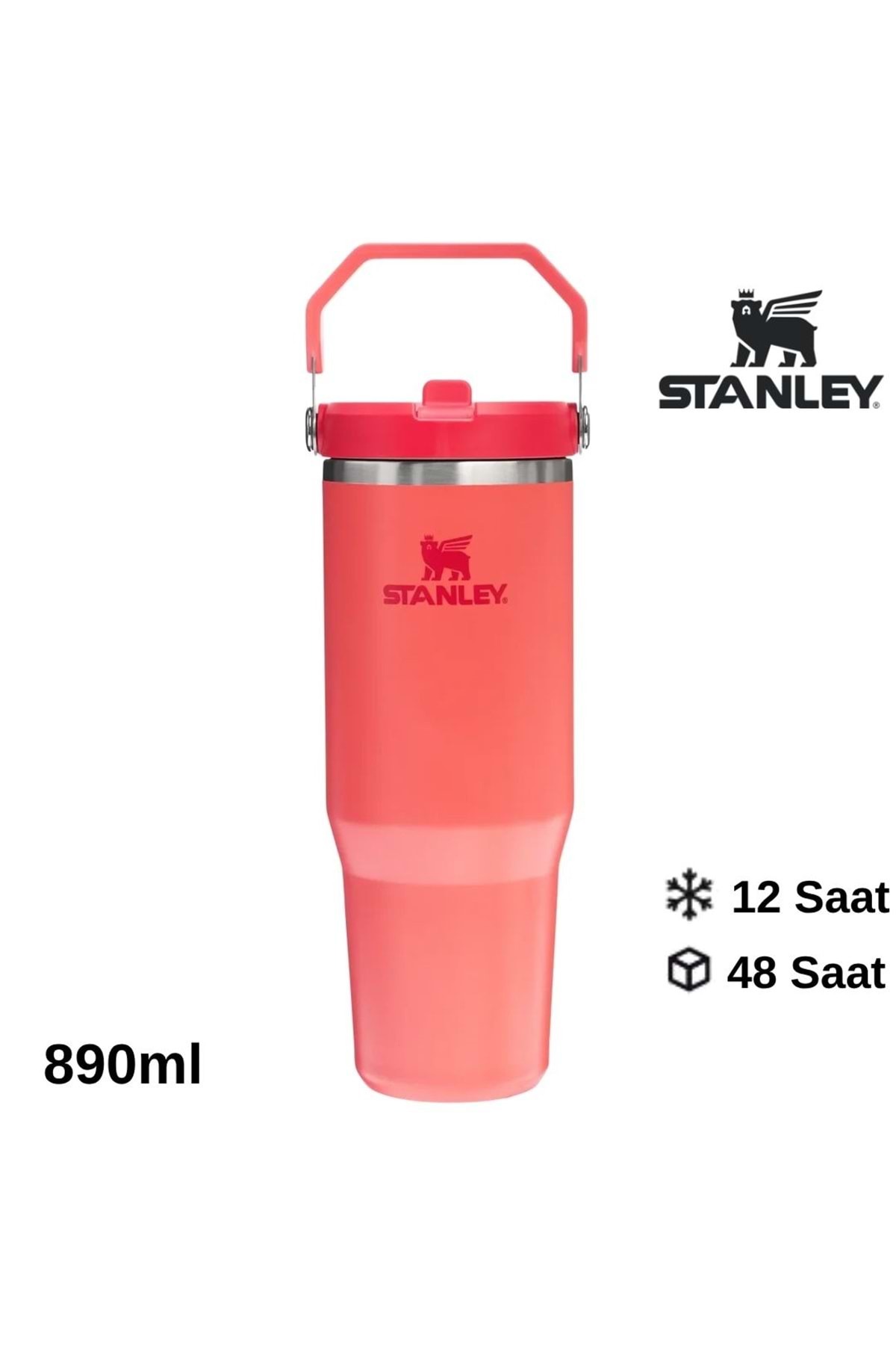 The IceFlow Flip Straw Thermos Cup 0.89 LT Flask CORAL