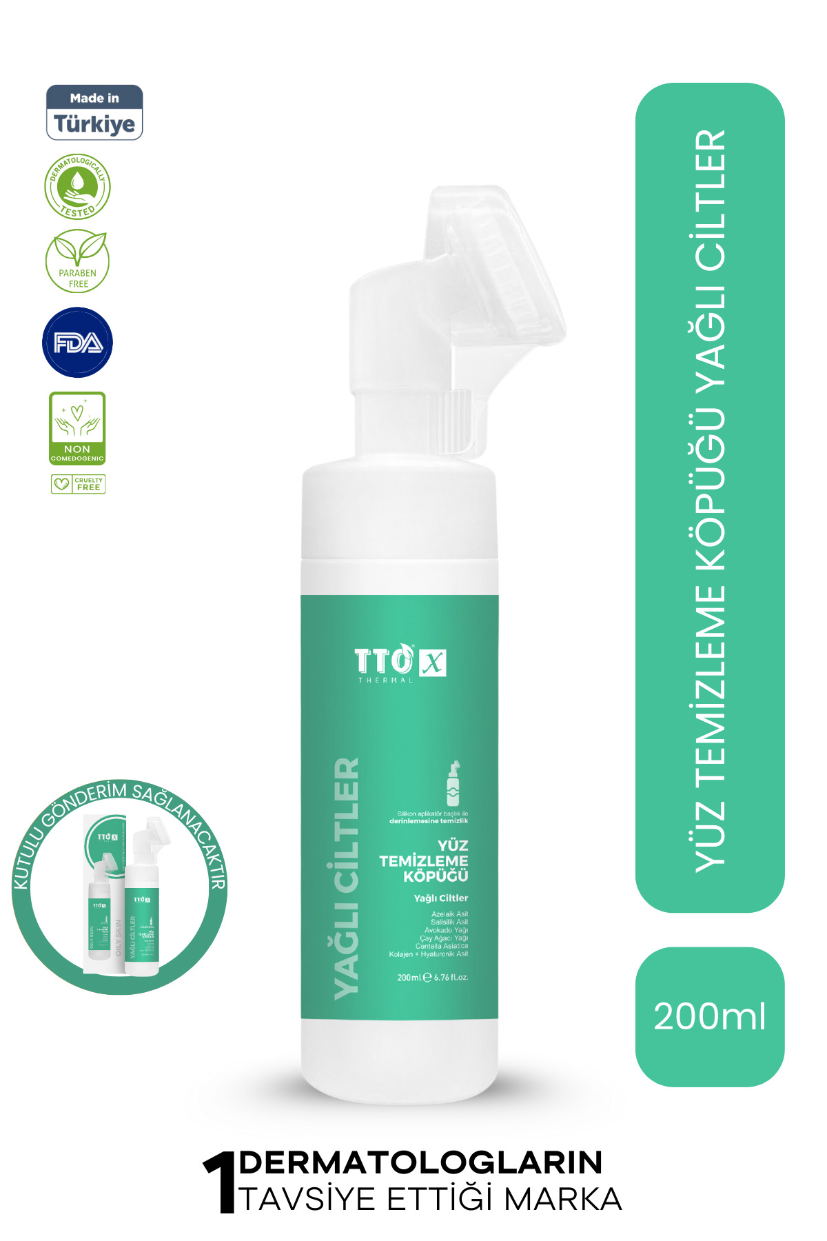 TTO Yüz Temizleme Köpüğü Arındırıcı 200 ml Çay Ağacı Yağlı X Aplikatörlü Yağlı Ciltler — 8684576000545