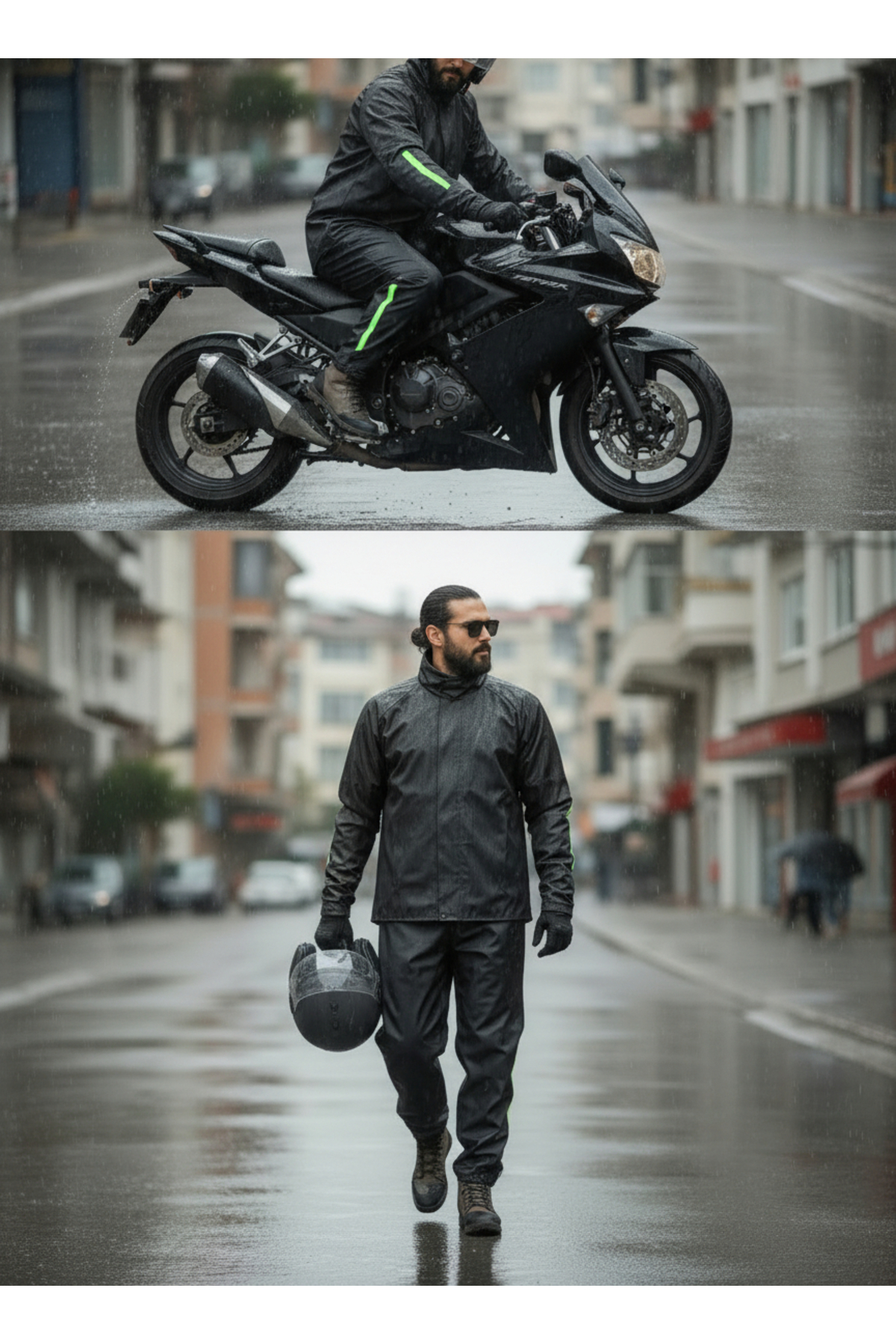 すずめ様 BY SCK Motosiklet Yağmurluk Pvc Dikişsiz Alt - Üst Takım (SU