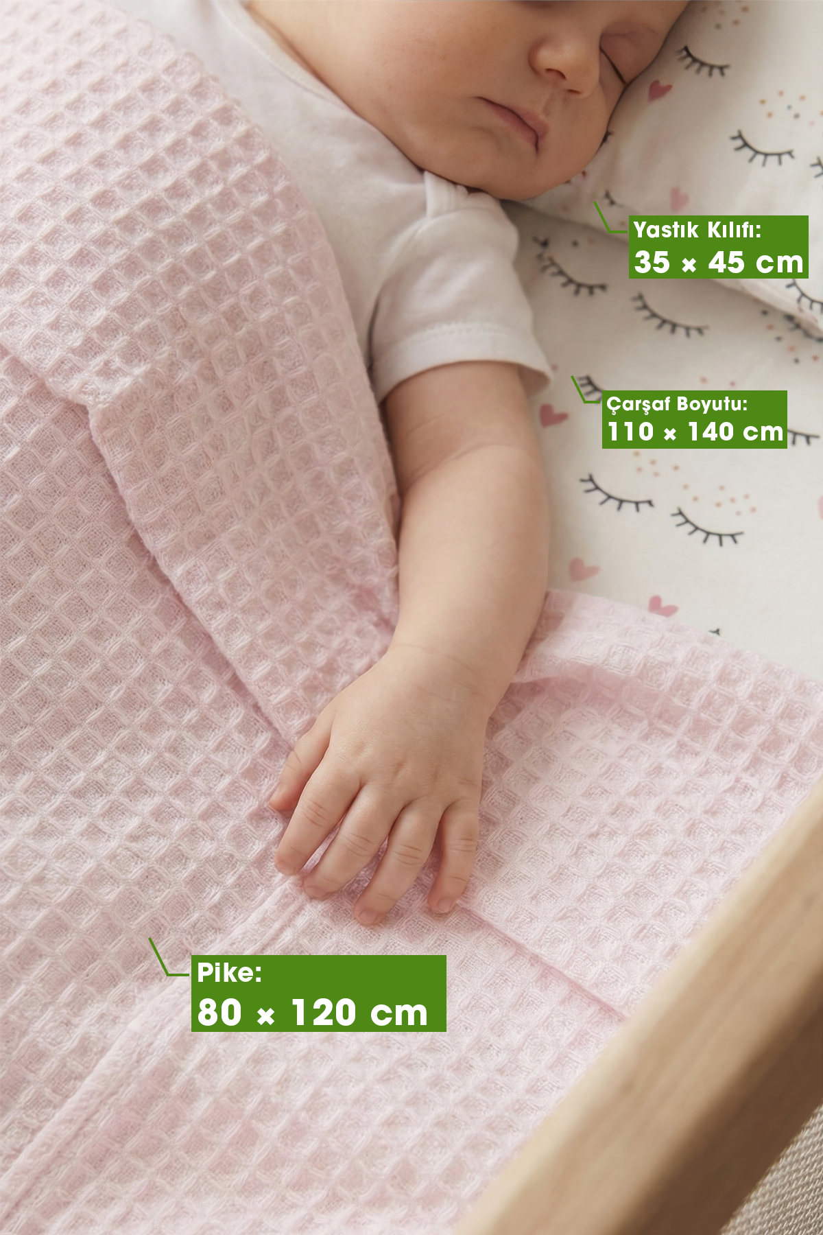Yada Baby %100 Pamuk Poplin Waffle Bebek Pike Takımı (80 X 120 CM) (OEKO-TEX SERTİFİKALI) fotoğrafı 2 (önizleme)