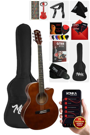 Midex Xc-200brw Kaliteli Akustik Gitar Seti 40 Inç 4/4 Yetişkin Full Set