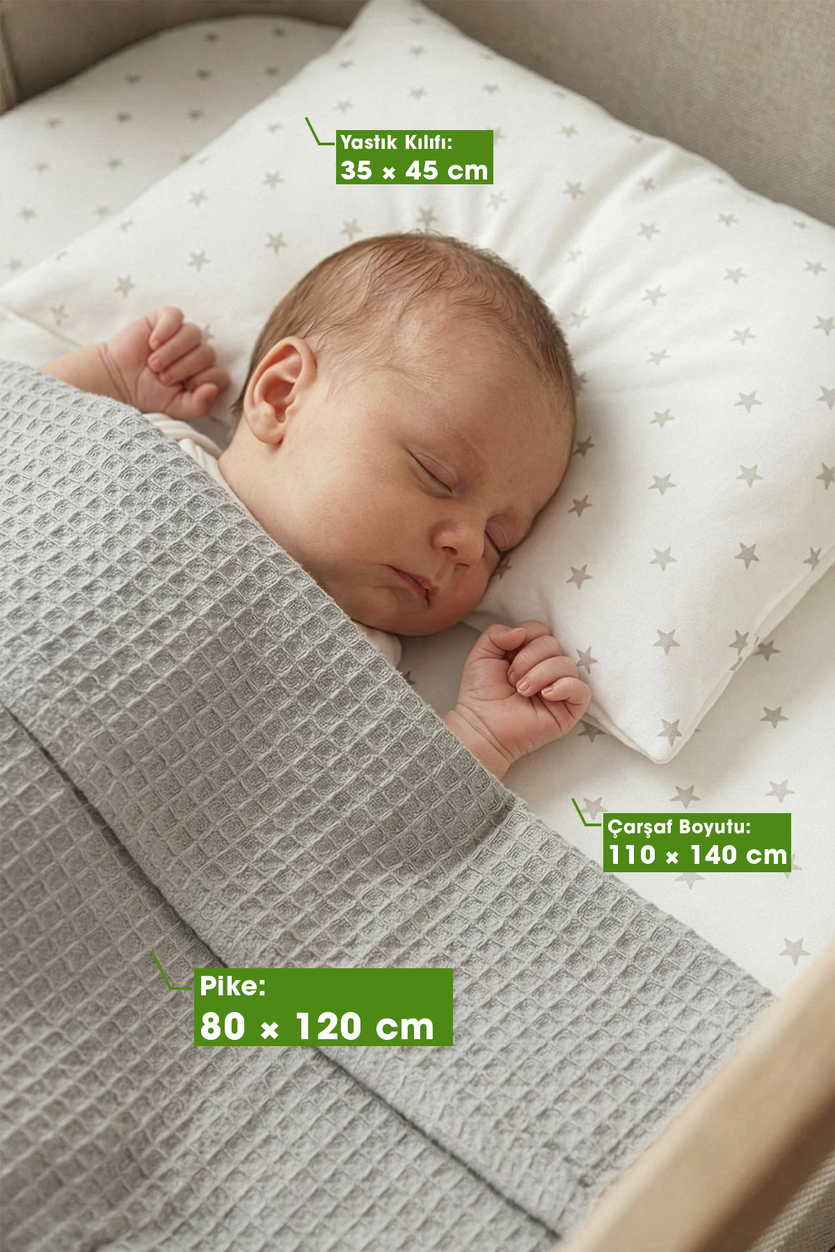 Yada Baby %100 Pamuk Poplin Waffle Bebek Pike Takımı (80 X 120 CM) (OEKO-TEX SERTİFİKALI) fotoğrafı 2 (önizleme)