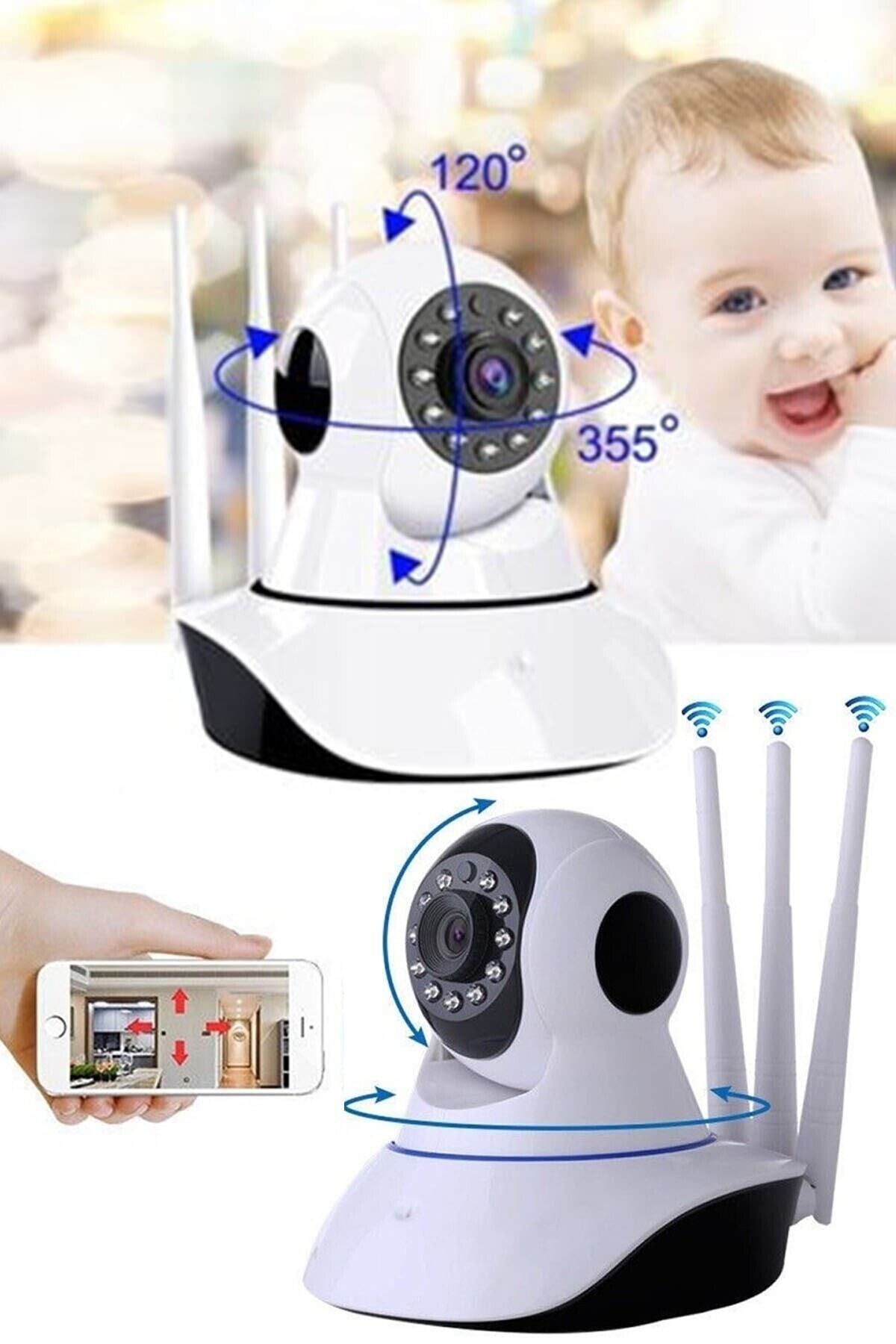 Genel Markalar 3 Antenli Full Hd Wifi Kablosuz Ip Güvenlik Bebek Kamerası Hareketli Bebek Odası Kamera fotoğrafı 2 (önizleme)