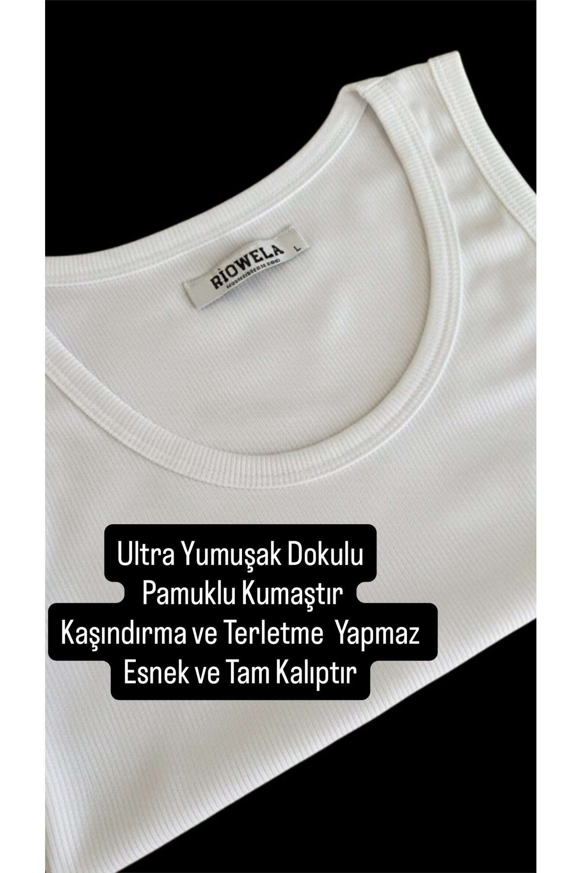 Riowela Erkek Atlet Halter Yaka Sporcu Pamuklu Atlet Beyaz görsel 6