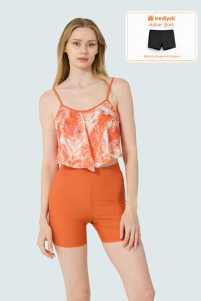 İYİBU Fırfırlı Askılı Şortlu Mayo 2 Parça Hem Boyundan Bağlamalı Hem De Norma...