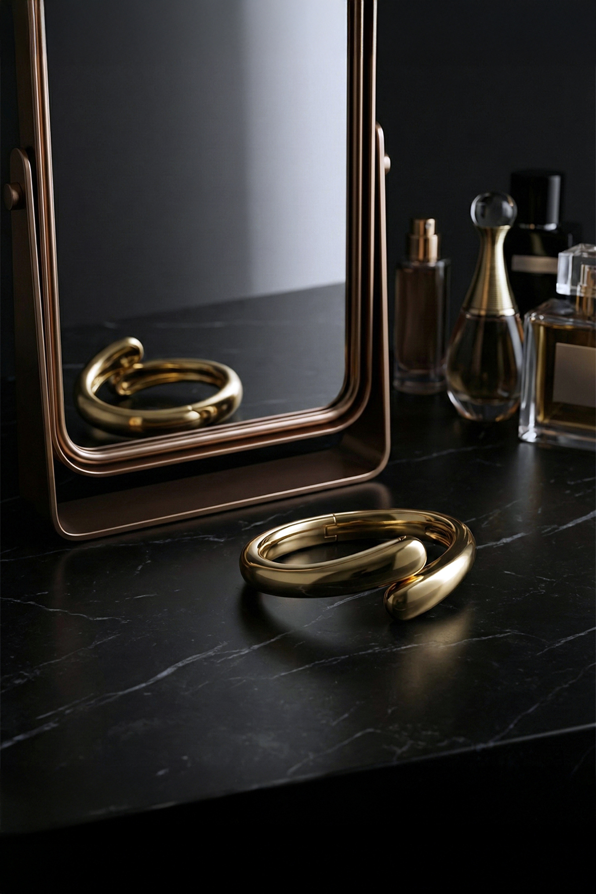 Hedef Bijuteri  Özel Seri Gold Renk Damla Model Tasarım Kelepçe Bileklik - Görsel 5