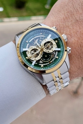 Daniel Klein Gold Gri Yeşil Renk Ayarlanabilir Kordonlu Otomatik 42 mm Fonksi...