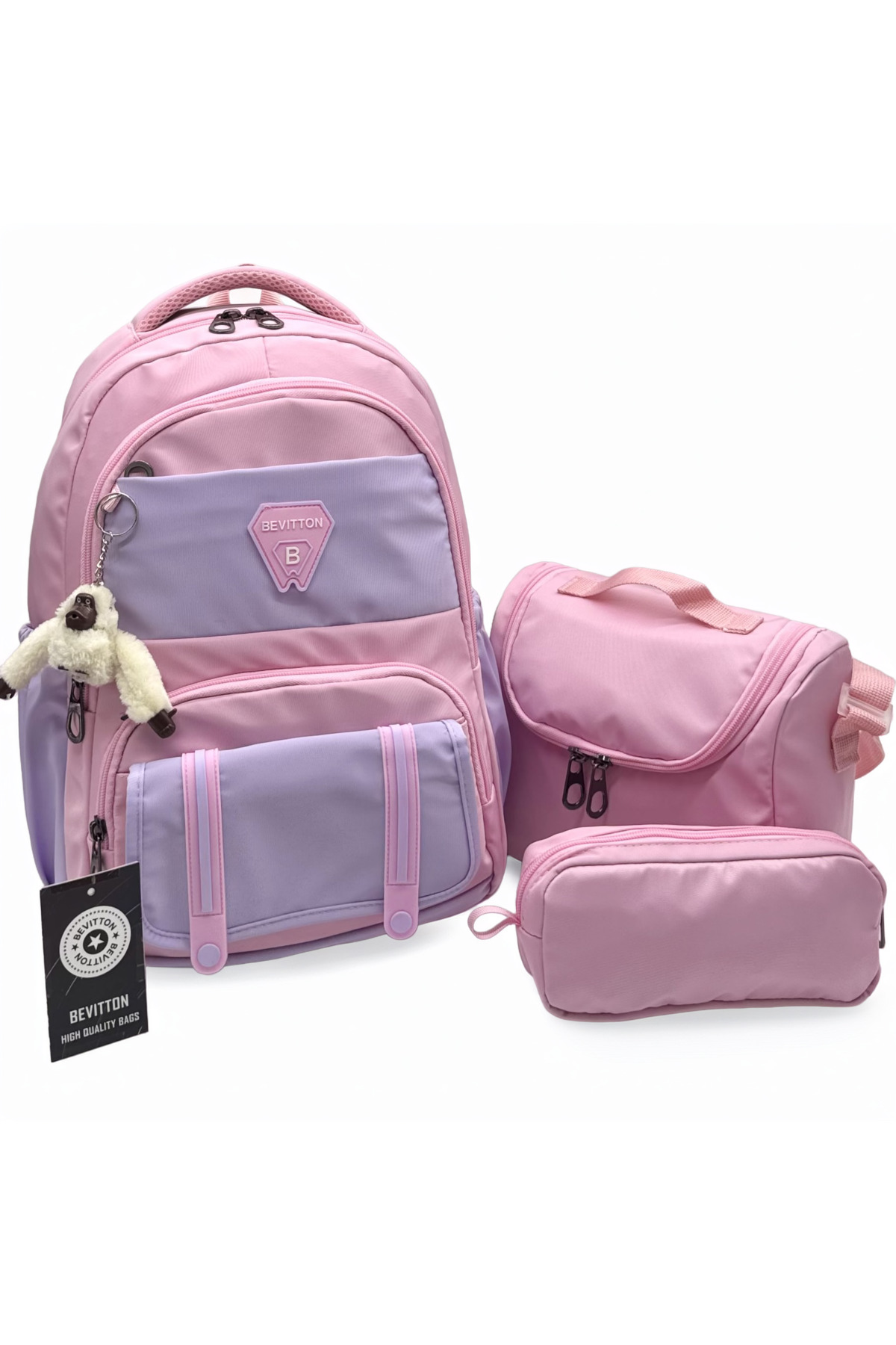 Back first School Bag 3-Piece Set Girl Primary School Bag Bvt-8020 Powder Lilac