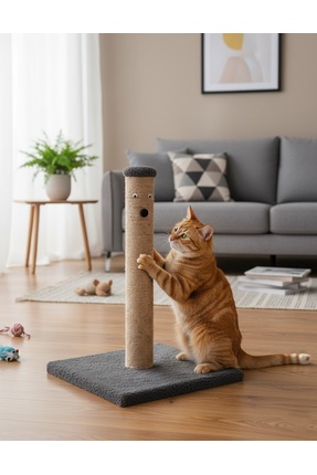 BRT Pet Peluş Kedi Tırmalama Tahtası - 52 Cm, Gri