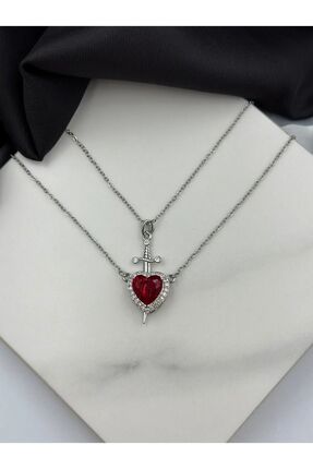 lilith accesuary Kırmızı Pamuk Prenses Ve Avcı Kolyesi, Çift Kolyesi, Kalp Ve...