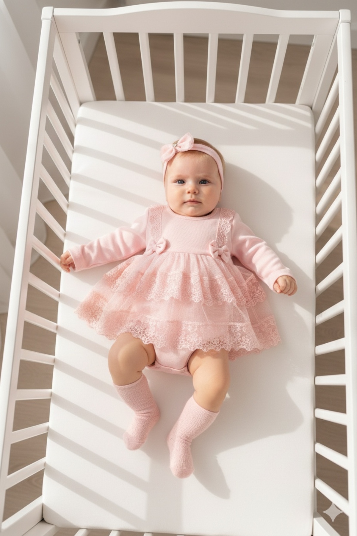 Baby Girl Mevlütlük Bodysuit Dress Bandanna Lace Newborn Hospital Release Wedding Dress Evening Dress 6010