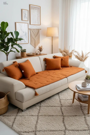 NDC HOME Keten Koltuk Pedi / Koltuk Şiltesi – Evcil Hayvan Dostu, Makinede Yı...