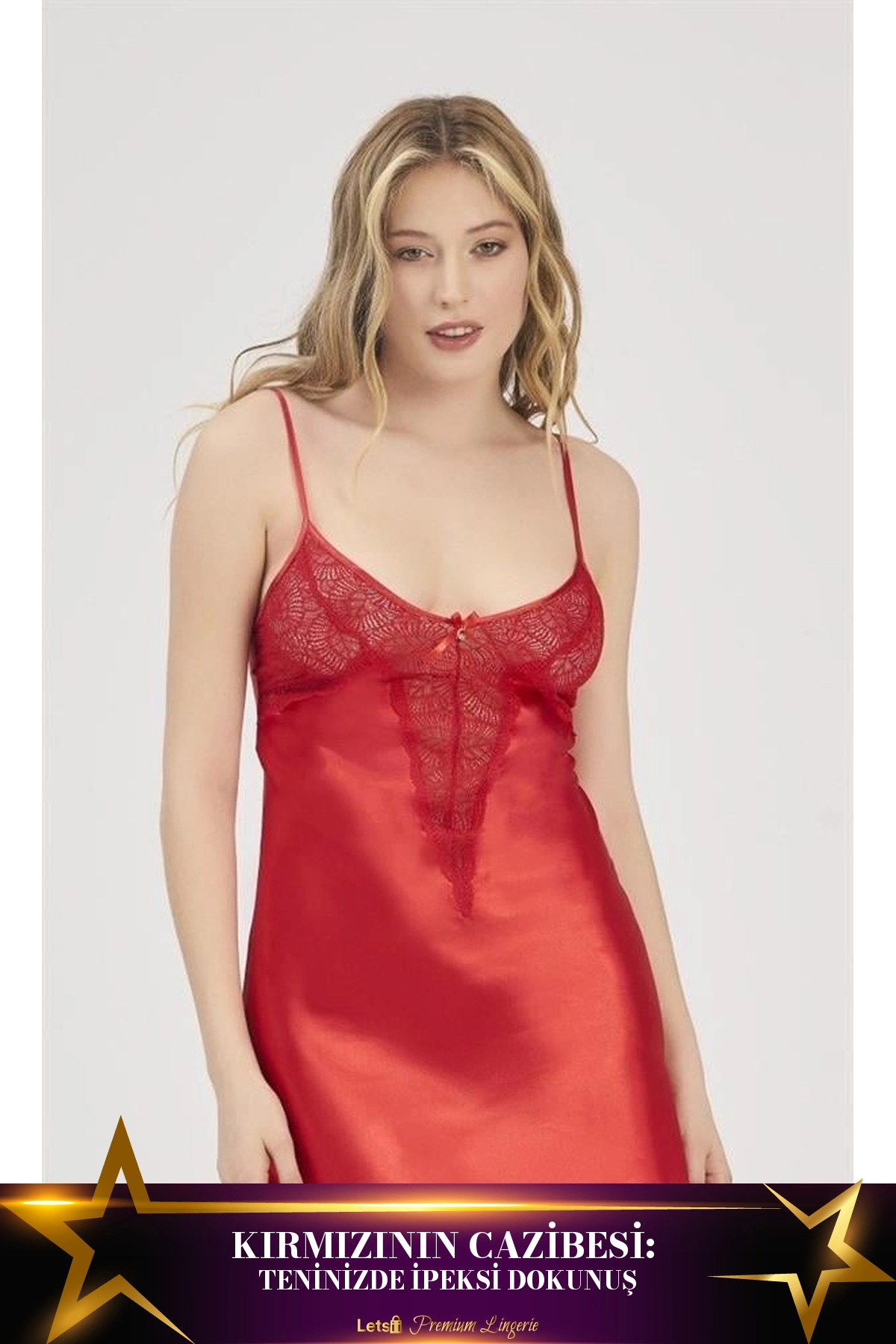 Letsii Hijyenik Saten Gecelik Kırmızı Renk