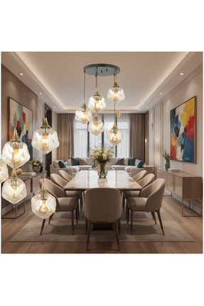 LampaLuce Globo-4 Modern Sarkıt Avize 5'li 70cm Sarı