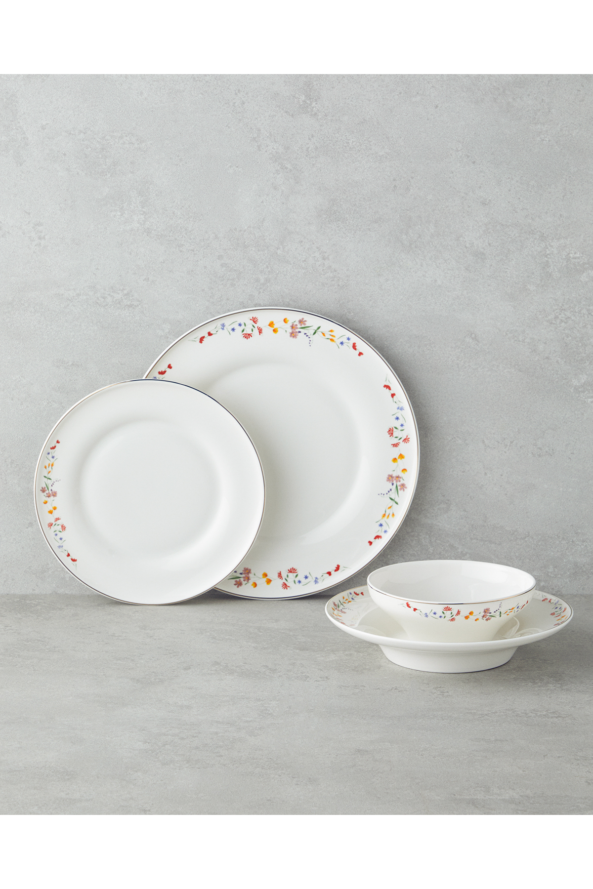 English Home Floral Symphony Bone Porselen Yemek Takımı 24 Parça 6 Kişilik Renkli
