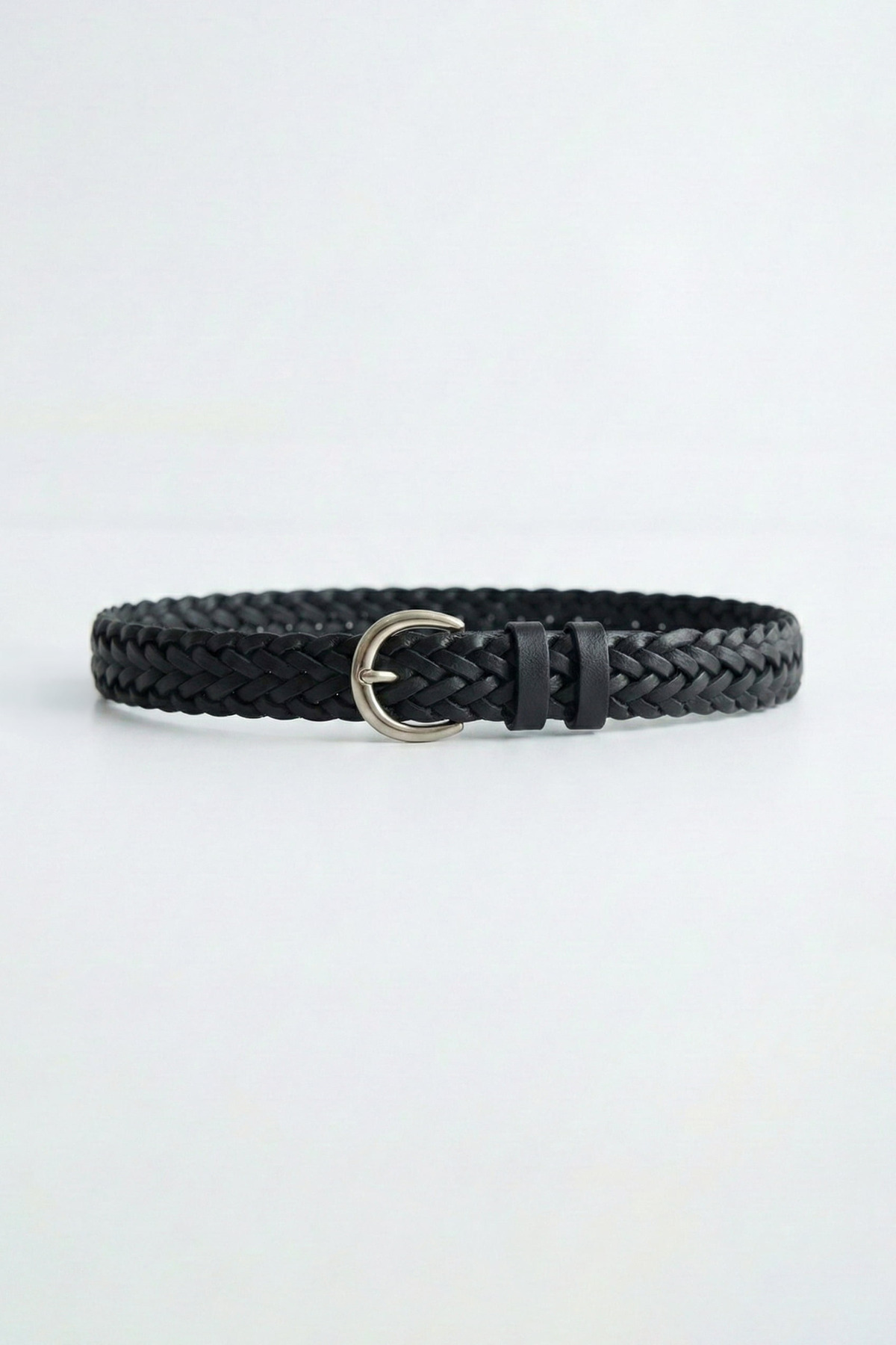 ablukaonline  Erkek İnce Örgü Metal Tokalı Kemer Siyah