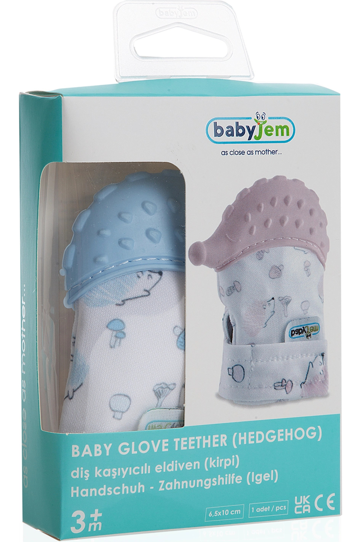 Babyjem Hışırtılı Silikon Diş Kaşıyıcı Eldiven Kirpi - Mavi fotoğrafı 5 (önizleme)