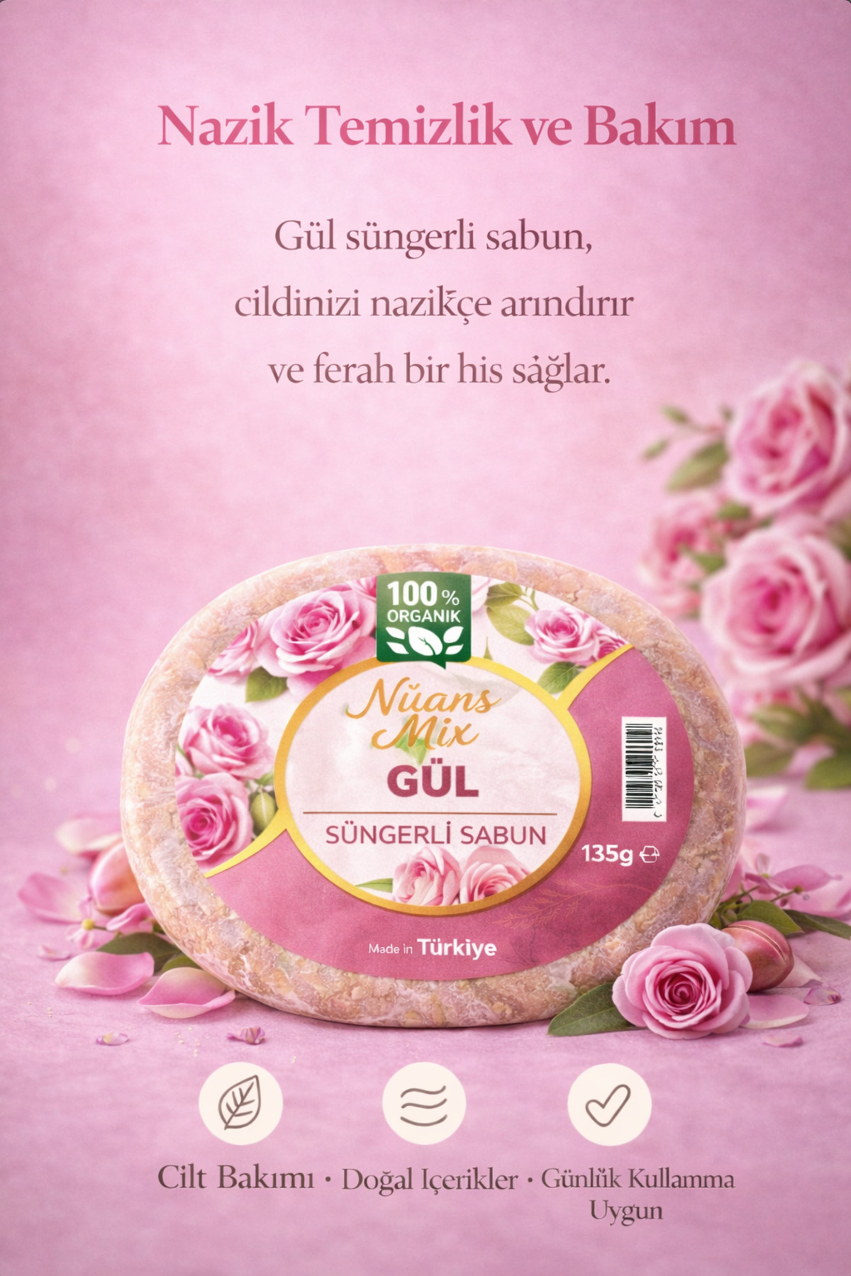 HAREM GÜL SÜNGERLİ SABUN 135G