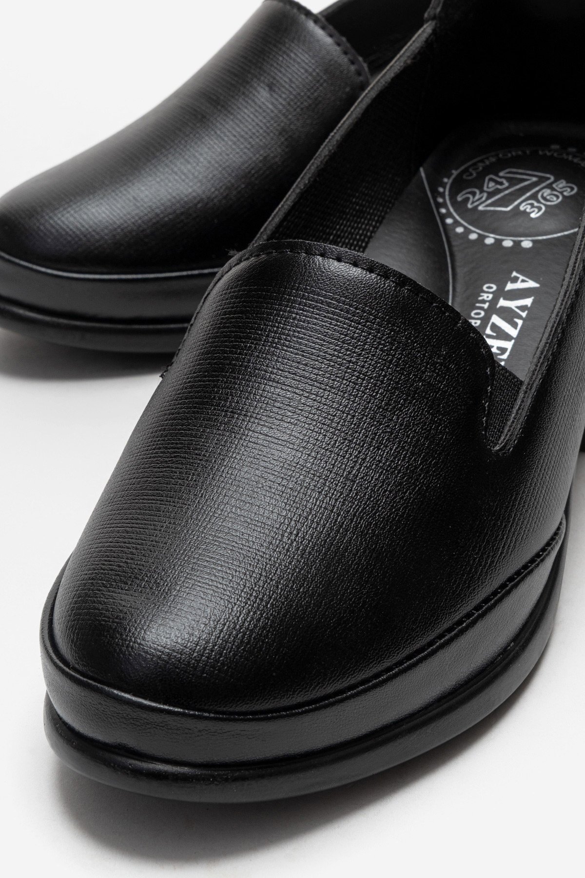 KAOF SHOES  Kadın Siyah Topuklu Ayakkabı Ortopedik Klasik Ayakkabı Topuklu Anne Ayakkabısı Casual Ayakkabı - Görsel 4