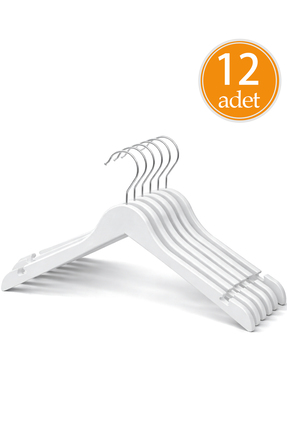 Koçyiğit Plastik Premium Kalite 12'lı Plastik Elbise Askısı - Beyaz