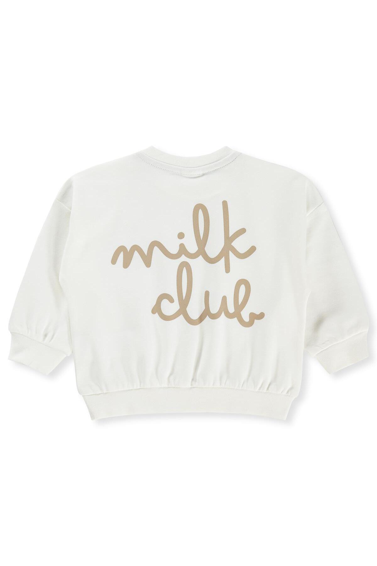 Civil Baby Milk Club Baskılı 3-18 Ay Sweatshirt - Ekru 6-9 Ay fotoğrafı 2 (önizleme)