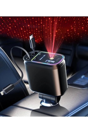 Dynego RGB Yıldız Işıklı 4in1 Araç Şarj Aleti | 66W Süper Hızlı Şarj | Type-C...