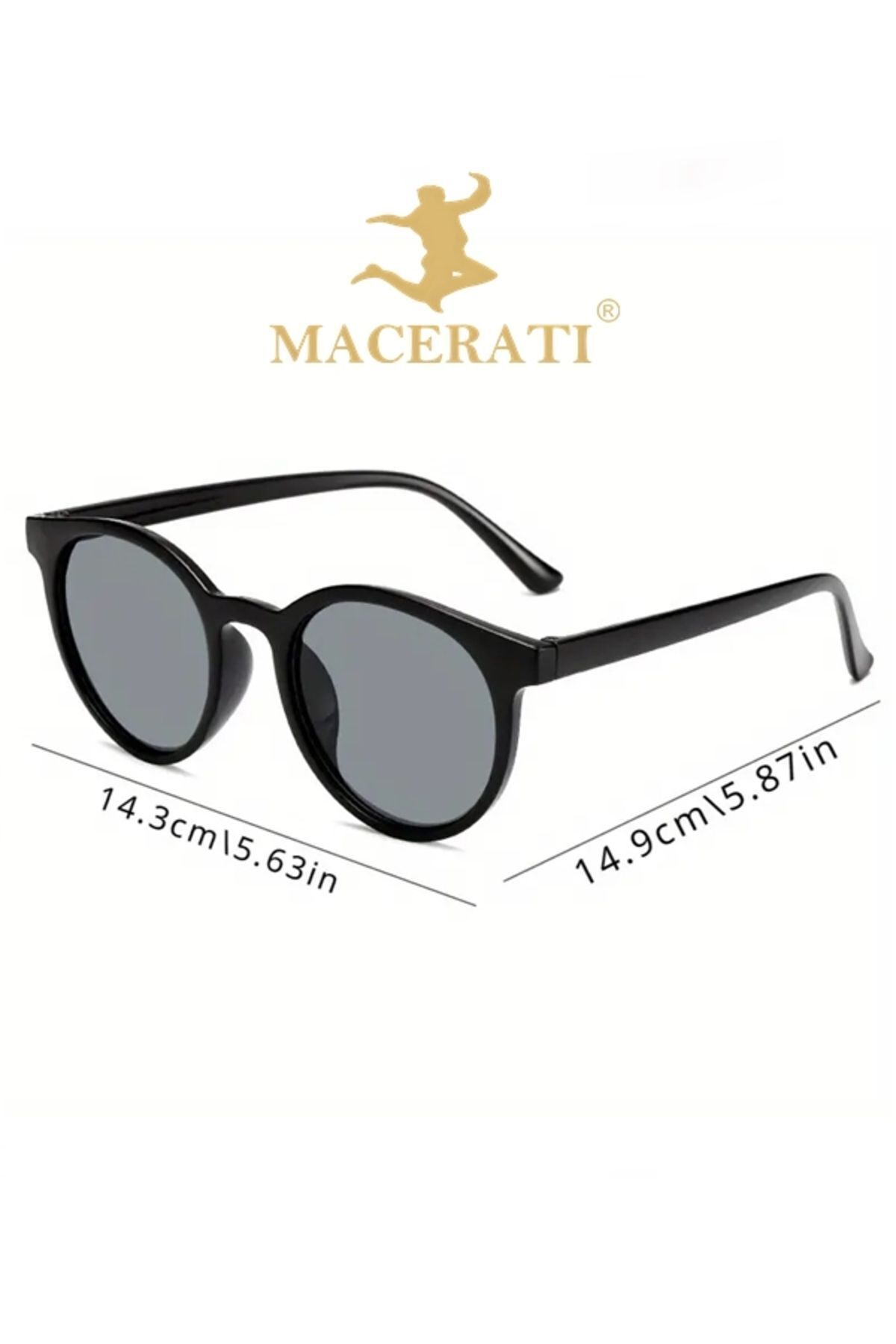 MACERATİ Unisex Siyah Oval Petta Güneş Gözlüğü görsel 5