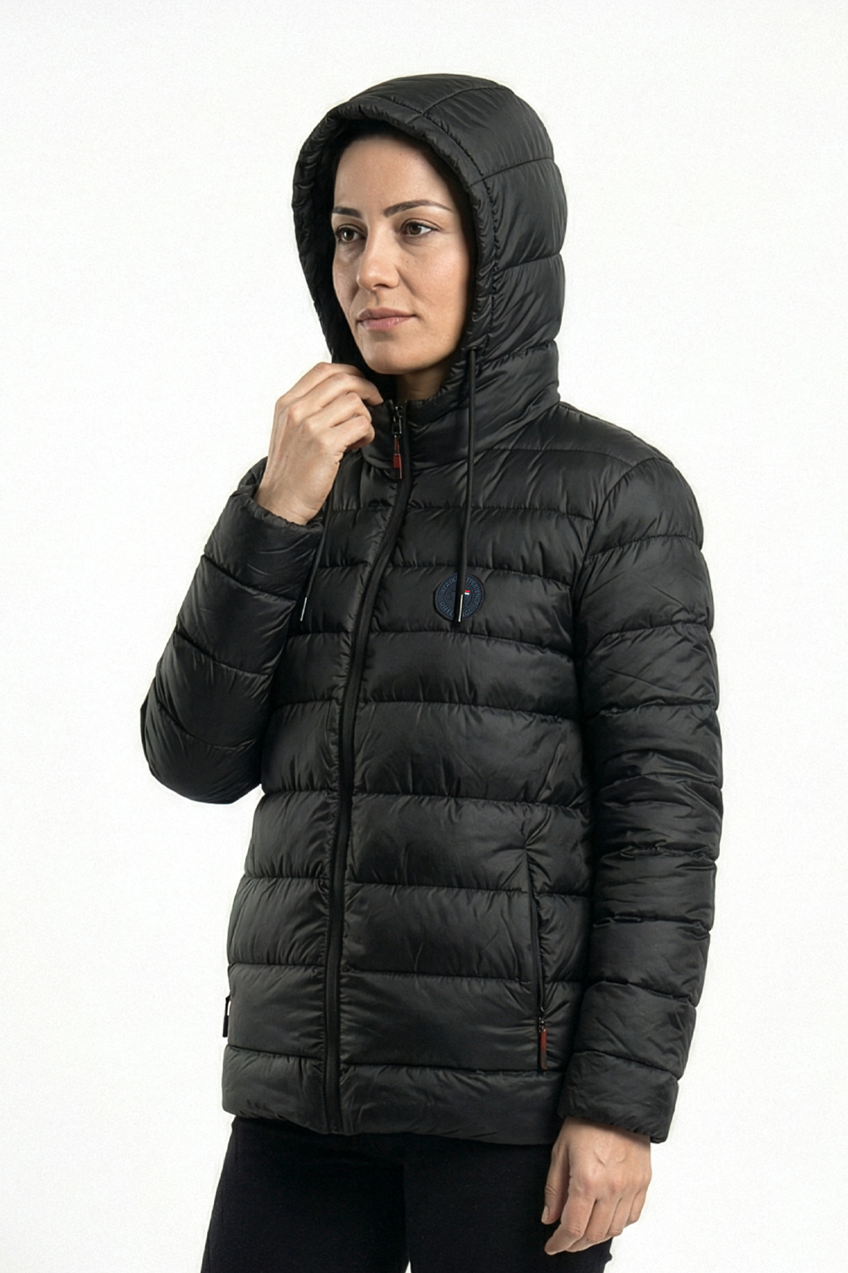 D1fference  Kadın Kışlık Şişme Mont Sıcak Tutan Dolgu İçi Astarlı Su İtici Rüzgar Geçirmez Kapüşonlu Spor Mont - Görsel 4