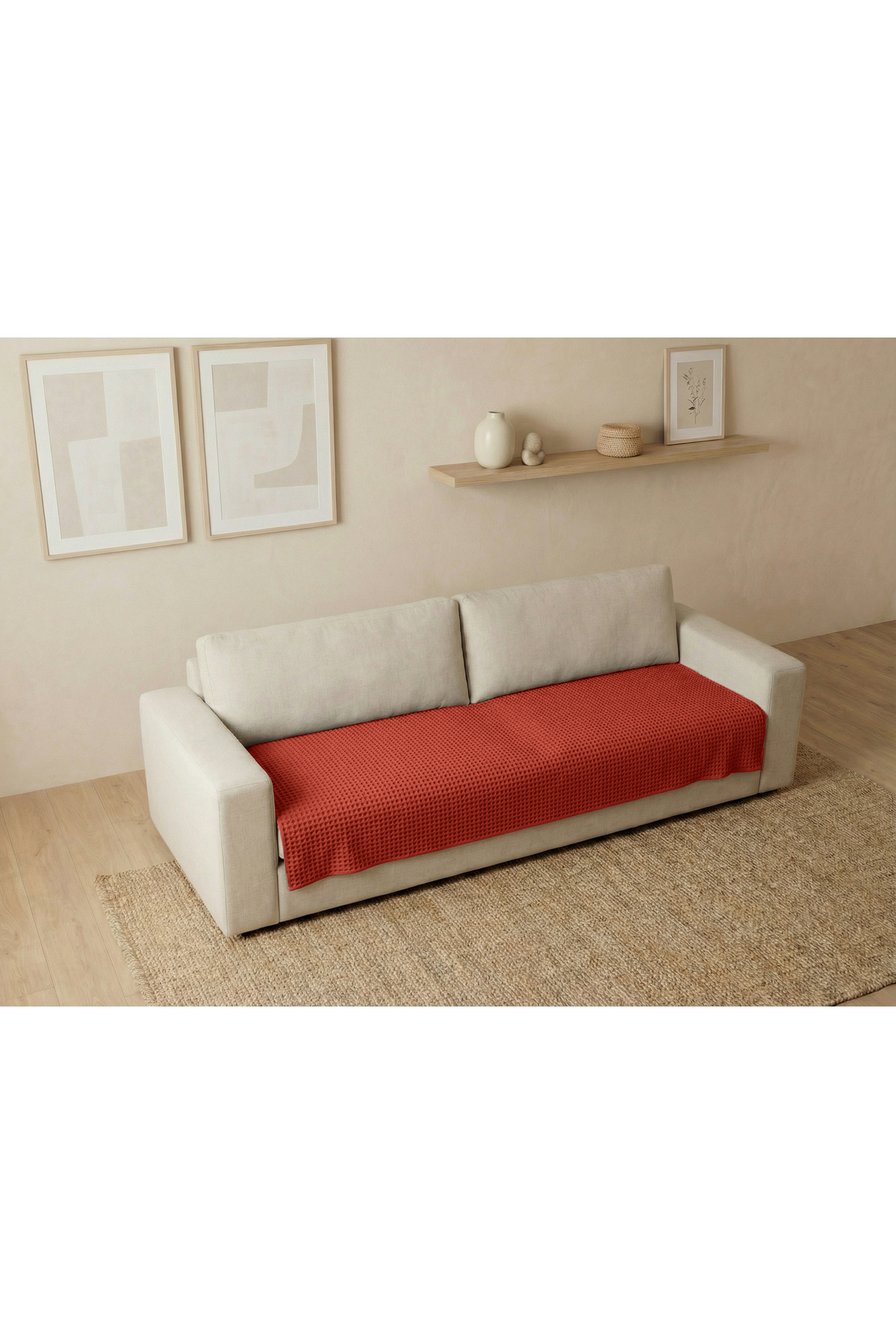 Waffle Pattern Unfringed Seat Cover/TV Blanket 100x200cm