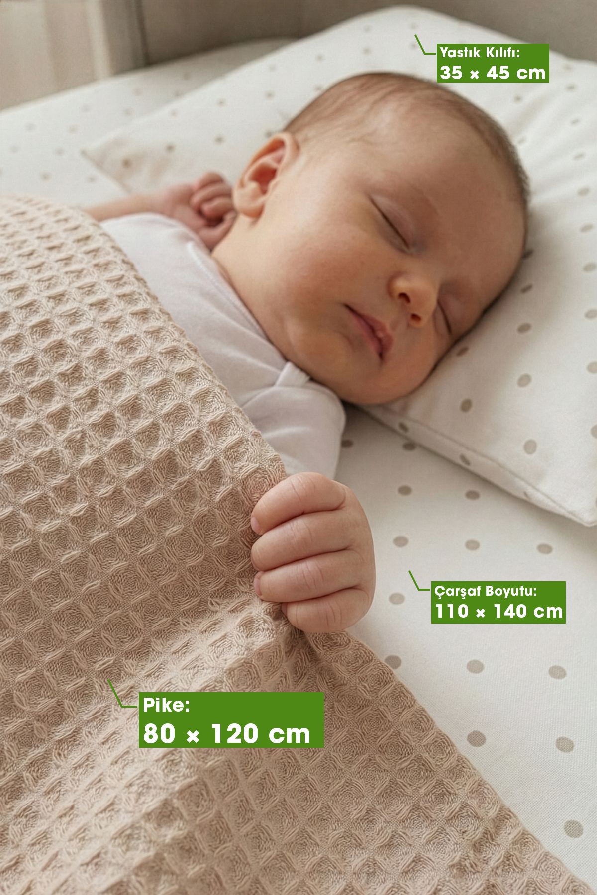 Yada Baby %100 Pamuk Poplin Waffle Bebek Pike Takımı (80 X 120 CM) (OEKO-TEX SERTİFİKALI) fotoğrafı 2 (önizleme)