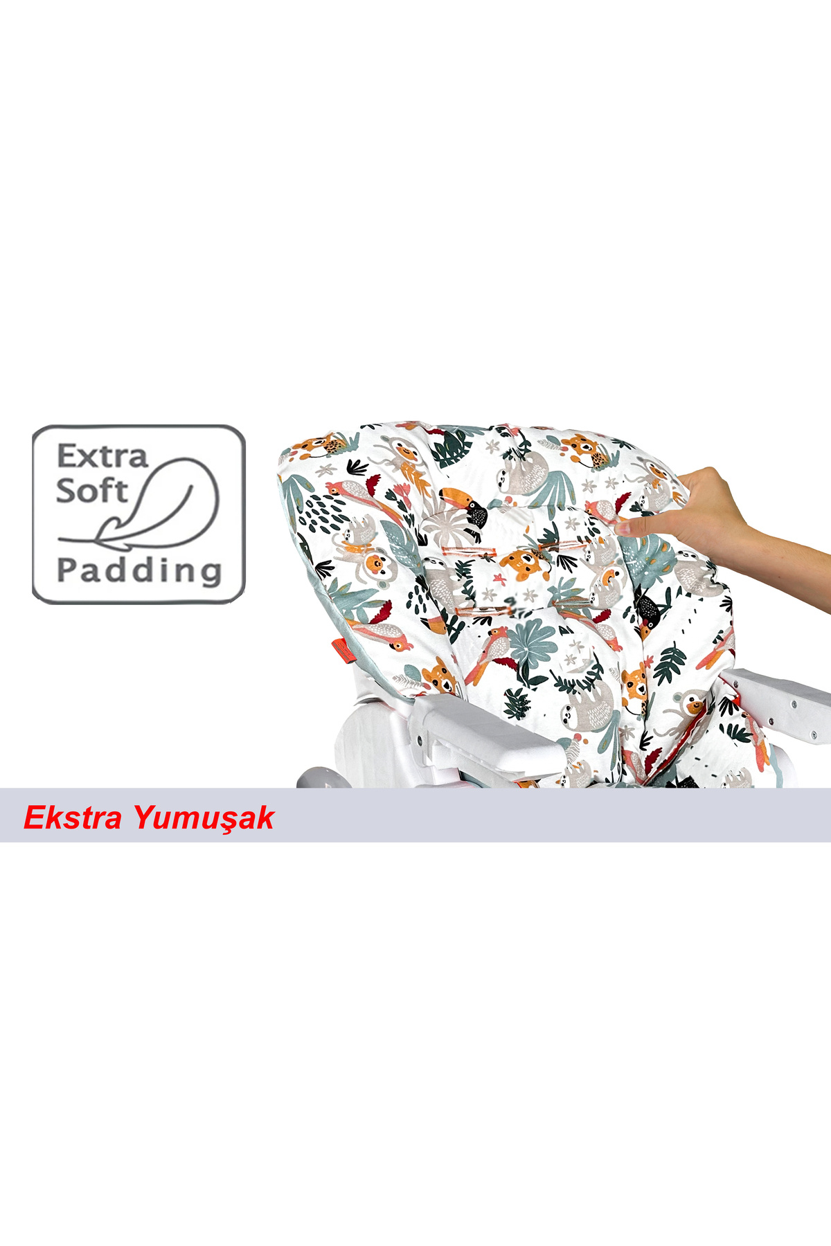 Holmer Leke Tutmaz Organik Mama Sandalyesi Minderi & Kılıfı Max-M Su Yeşili fotoğrafı 5 (önizleme)