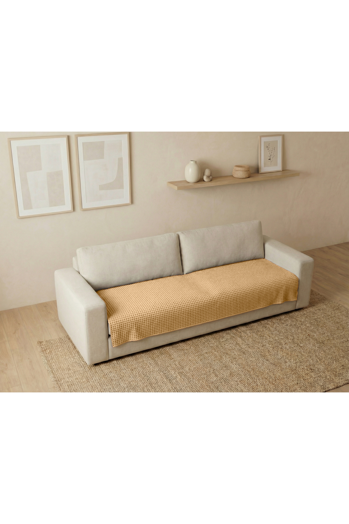 Waffle Pattern Unfringed Seat Cover/TV Blanket 100x200cm