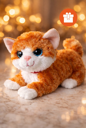 viyolmarketim Sesli Miyavlayan Peluş Kedi 30 cm – Yumuşak Peluş Oyuncak, Uyku...