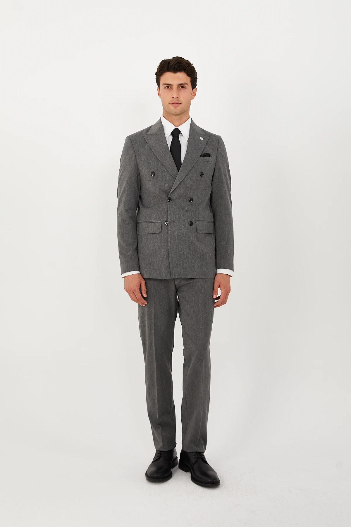 The Tailor Classics  Erkek Takım Elbise - Kruvaze Düğmeli Erkek Pantolon Ceket Dokuma Düz Kumaş - Görsel 5