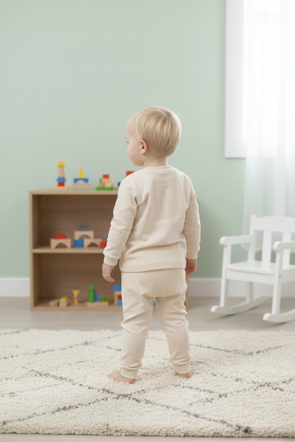 aden kids Mevsimlik Pamuklu Kumaş çocuk pijama takımı Bej rengi fotoğrafı 4 (önizleme)