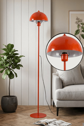 Marrien Luna Tek Ayaklı Turuncu Metal Lambader Oturma Odası & Yatak Odası & S...