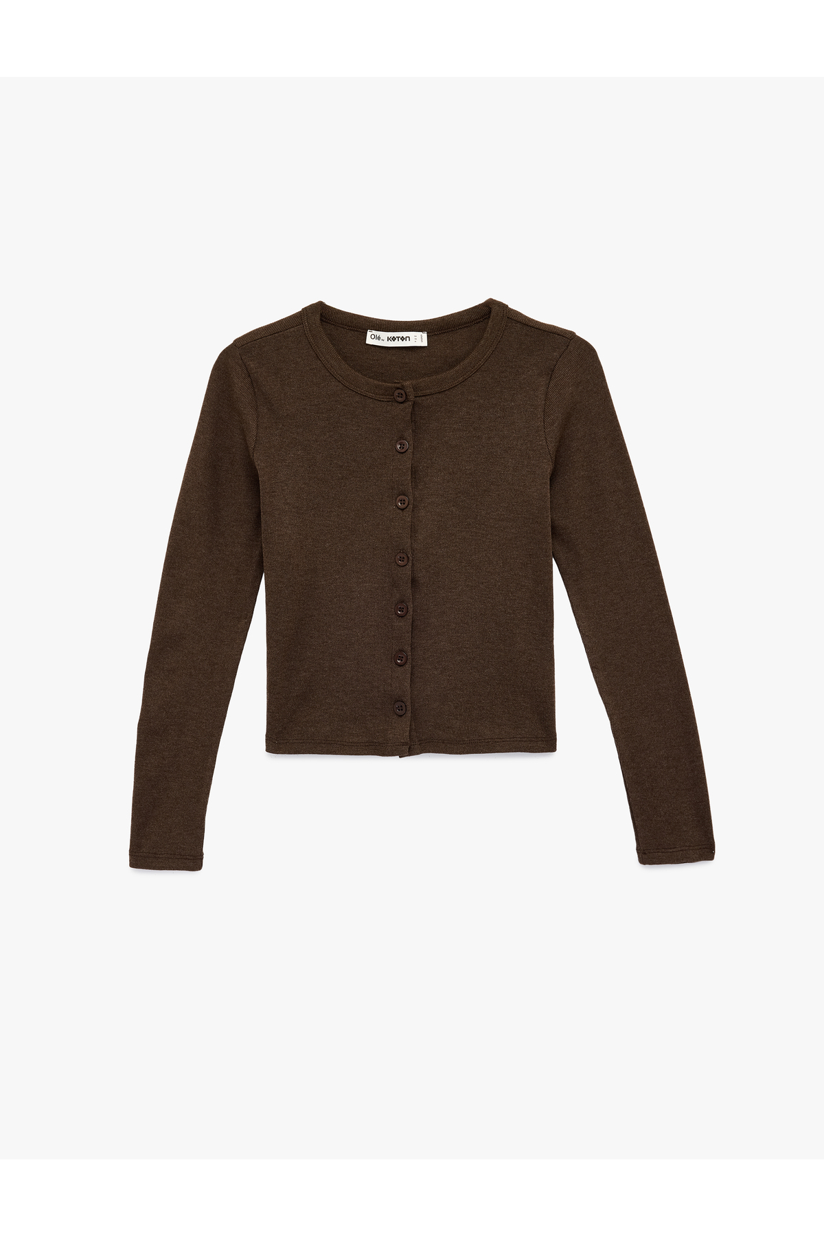 Koton  Düğmeli Uzun Kollu Bisiklet Yaka Slim Fit Hırka - Görsel 3