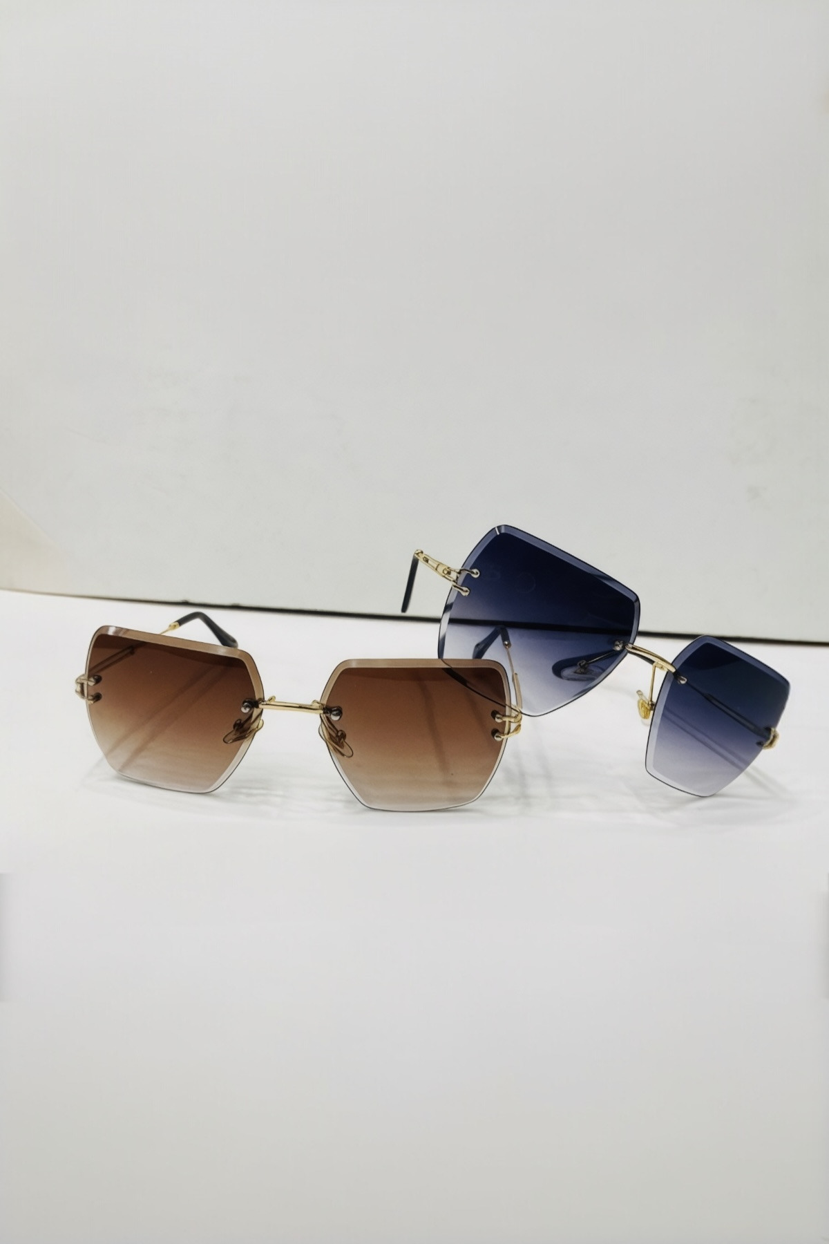 Square Laser Cutting Advantage Package Double 2-Piece Set Crystal Sunglasses for Women